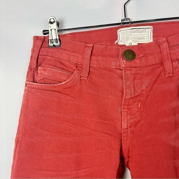 Current/Elliott The Slit Stiletto Paprika Red Orange Low Rise Skinny Jeans‎ 24 - Image 4