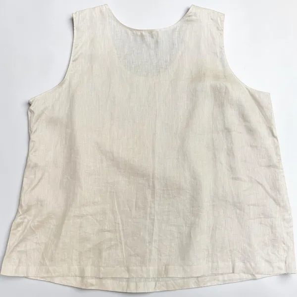 Go Silk Tank Top NWT 3X Beige 100%‎ Linen Scoop Neck Neutral Boxy Lagenlook - Image 2