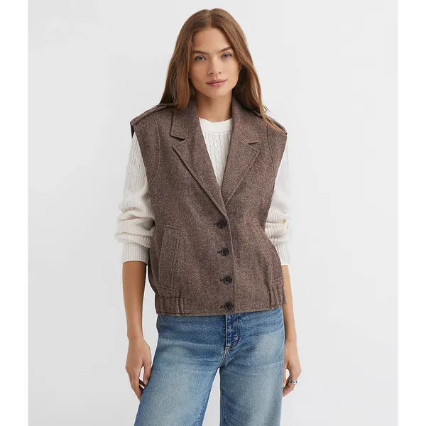 Loft brown Relaxed vest jacket women's size medium dark academia trendy‎ - Image 2