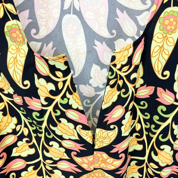 Zara Womens XS Mini Bodycon Floral Paisley Dress Bell Sleeve Cutout Multicolor‎ - Image 9