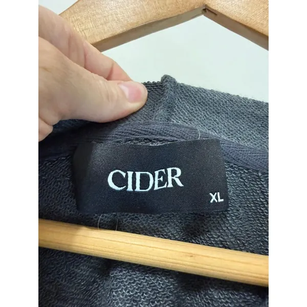 Cider “DON’T CARE” Rhinestone Hoodie – Dark Gray – Size XL (Oversized) - Image 3