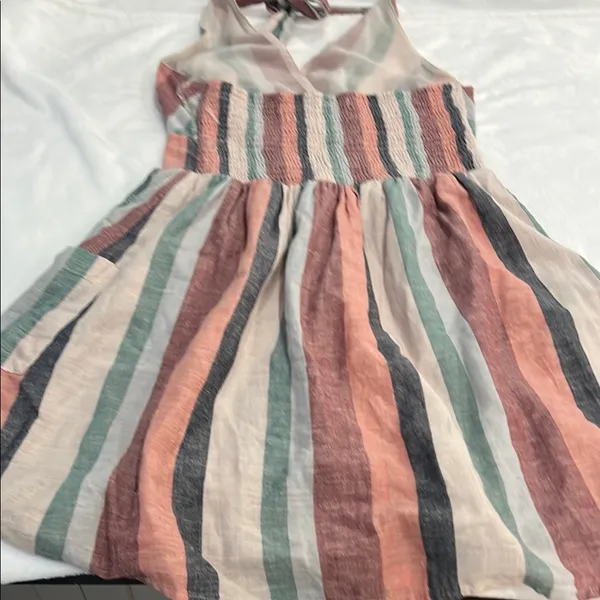 American Eagle Outfitters Pink and Green Halter Maxi Sundress - Image 4