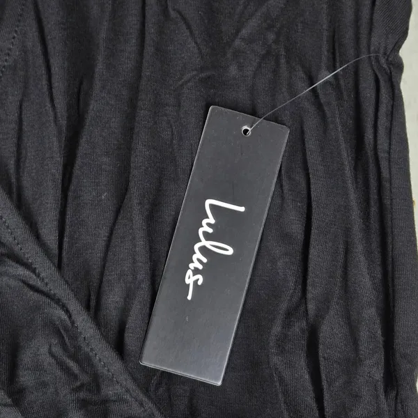 Lulus Sevannah Black Short Sleeve Surplice Jumpsuit 957LU Small - Image 6