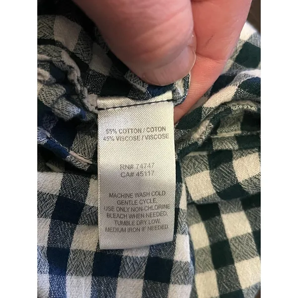 Natural Reflections Shirt Womens Large Blue Gingham Sleeveless Button Front Tie - Image 6