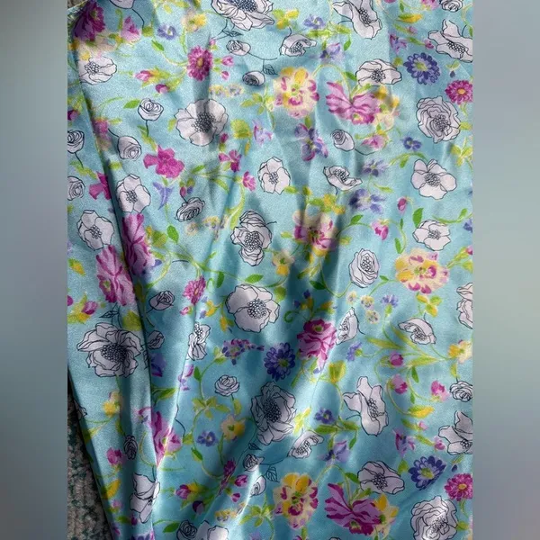 Vintage 90s Y2K Secret Treasures blue floral lace short slip dress, size small - Image 2