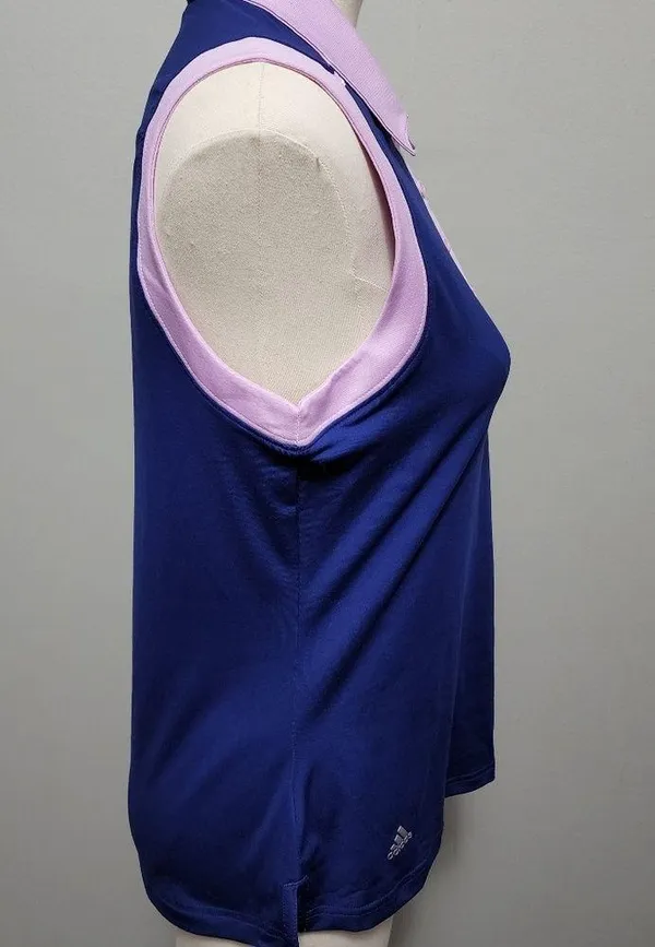 Adidas Golf blue/lilac sleeveless polo size medium - Image 2