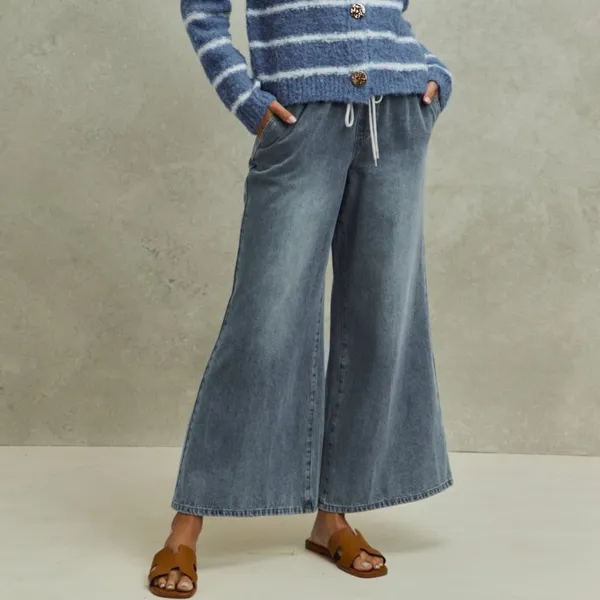 SO ME Mid Rise Elastic Waist Flare Denim‎ Jeans - Image 5