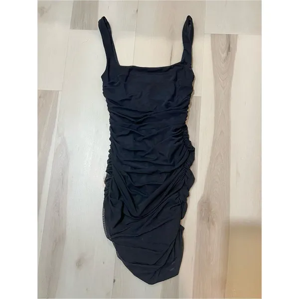 Naked Wardrobe New Women Small Black The Meshed Up Bodysuit Mini Dress Baddie - Image 3