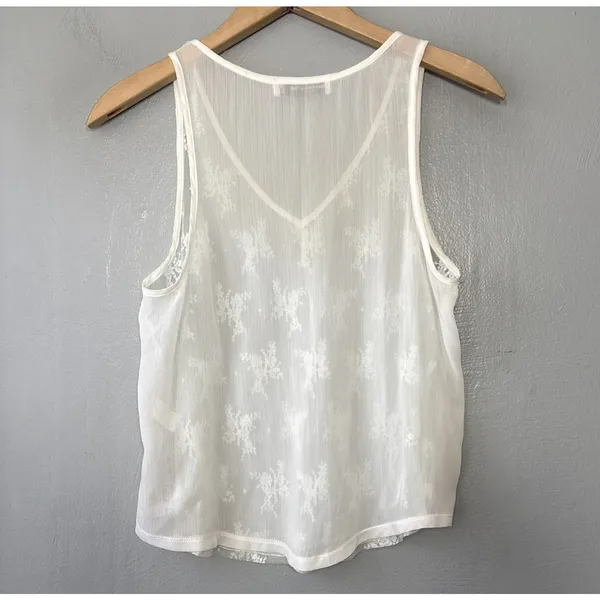 Abercrombie & Fitch Tank Top Size XS White Sheer Lace Coquette Romantic Floral - Image 4