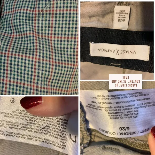 Vintage America Taupe, Red, Blue & Green Plaid Jeans (6) - Image 10
