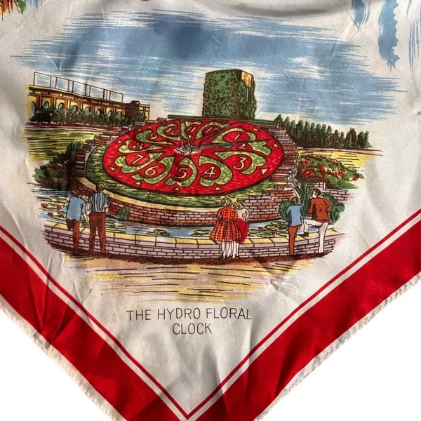 Vintage Niagara Falls Canada Scenic Acetate Souvenir Scarf Red Retro‎ Travel - Image 2