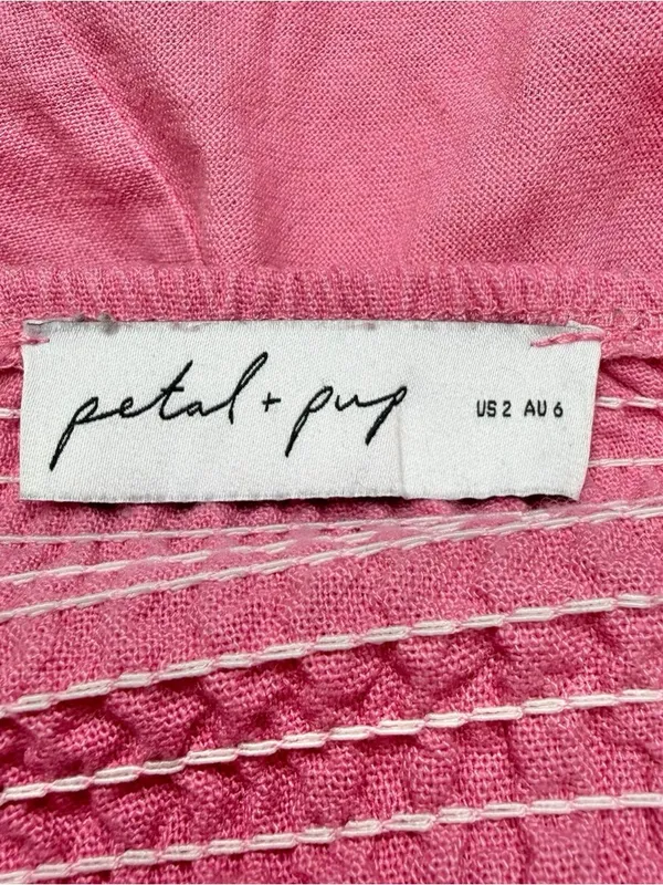 Petal & Pup Rosetta Strapless Midi Dress Pink 2 Twist Knot Linen Blend Cutout - Image 4