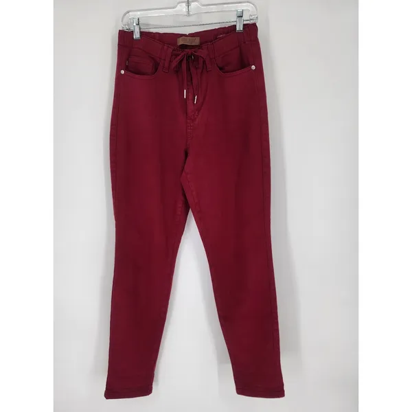 Judy Blue Garment Dyed Red Drawstring Skinny Jeans Size 7/28 - Image 2