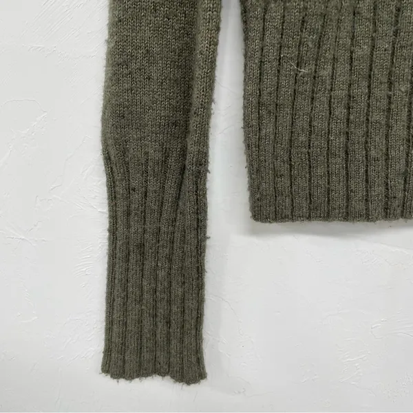 Madewell Olive Green Wool Rolled Mock Neck Pullover Sweater Womens XXS Winter - Image 3