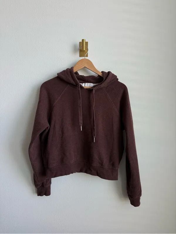 Spiritual Gangster Hallie Phases Cropped Hoodie Moon Graphic Brown Medium - Image 4