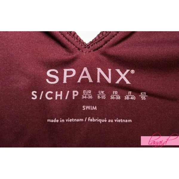 Spanx Pique Shaping Swim Dress Mulberry V-Neck Jacquard A-Line Skort Fit-&-Flare - Image 8