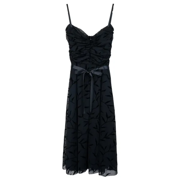 Vintage 90s Luly K Black Floral Midi Dress - Image 5