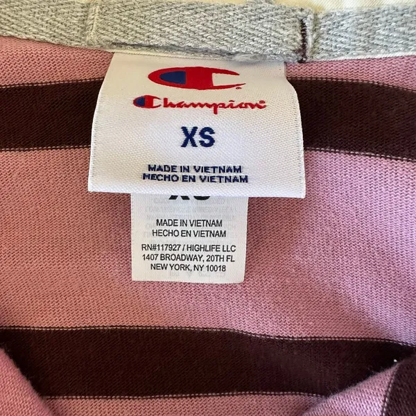 Champion Shirt XS Long Sleeve Rugby Top Cropped Pink Polo Preppy Academia - Image 4