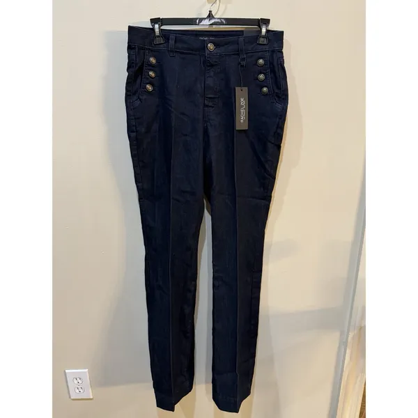 Rachel Zoe Womens High Rise Sailor Jeans Dark Wash Gold Button Boot Cut Size 4 - Image 2
