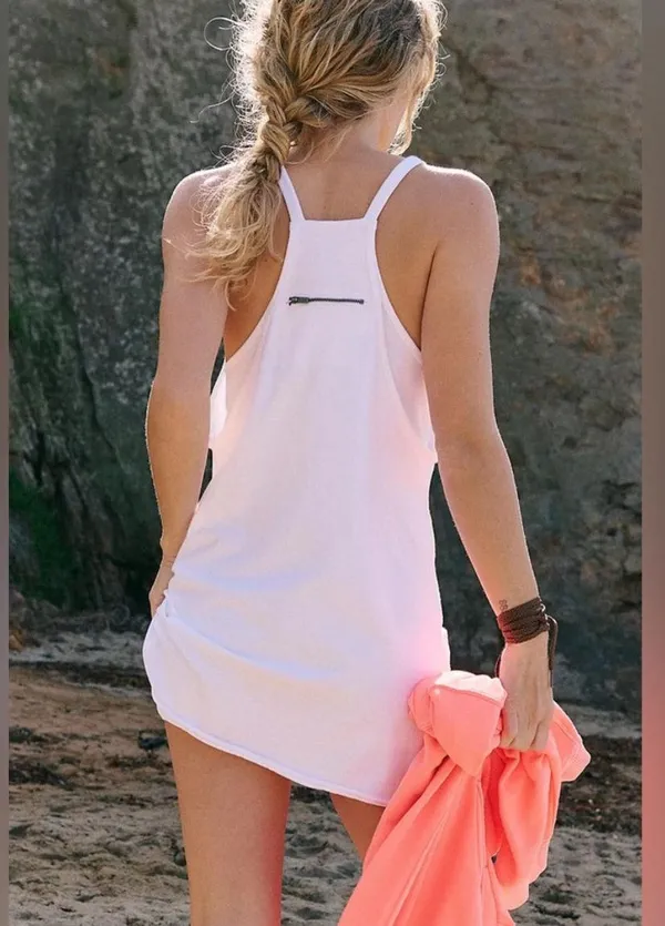 NWT Free People Movement Hot Shot Logo Mini Dress In White/Scarlet Buti Combo Size: M No refunds or cancellations - Image 3