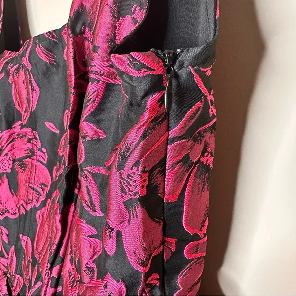 Lulus Posh Invite Black Floral Jacquard Square Neck Corset Mini Dress NWT Medium - Image 14