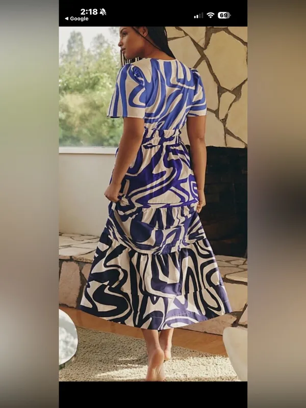 Nwot Anthropologie Somerset tiered maxi dress $170 L fall party boho blue wave - Image 5