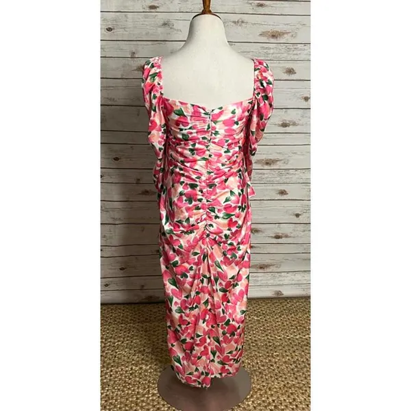 MOTF pink/multicolored heart floral sweetheart neckline maxi dress Size Large - Image 6