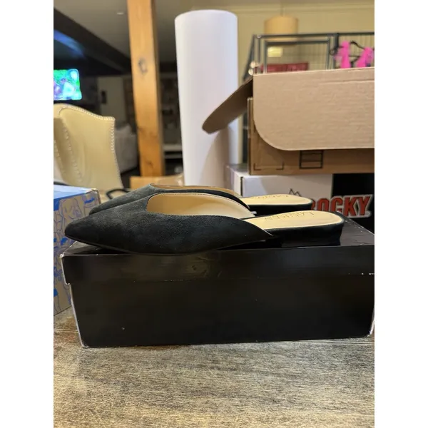 Lauren RALPH LAUREN Womens NEW Londyn‎ Black Suede Mules Flats Size 6 - Image 2