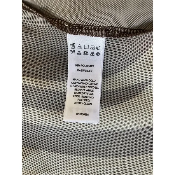NWT Caroline Constas Brown Cover Up Maxi Dress Mesh Long Sleeve Sheer Beige M - Image 8