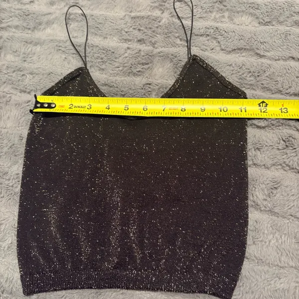 Free People Intimately Metallic Shimmer Cropped Tank Top Black M/L - Image 7