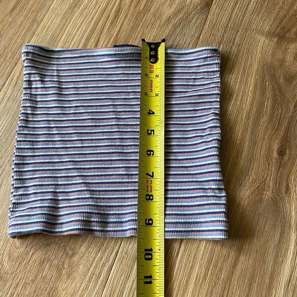 Brandy Melville Striped Ribbed Tube Top Blue Pink White Y2K One Size - Image 4