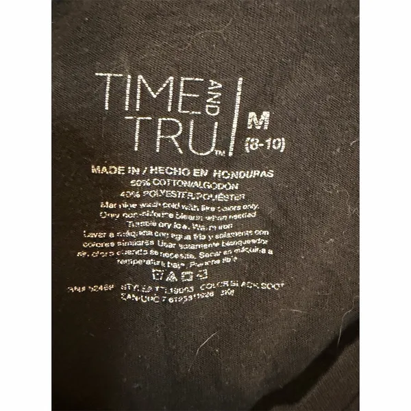 Time and Tru T-Shirt Womens Size M Black V-Neck Short Sleeve Basic Top - Image 2