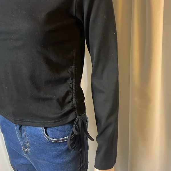 Side Drawstring Long Sleeve Drawstring Size L Black Size L - Image 2