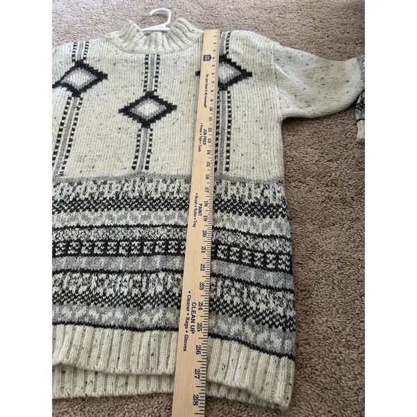 Fabrizio Vintage Wool Blend Grandpa Nordic Fair Isle Mock Neck Sweater Size M - Image 6