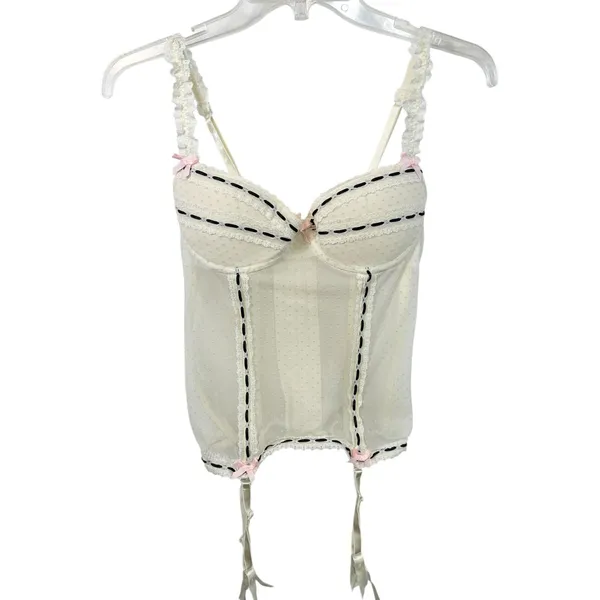 Victoria's Secret Sexy Little Things‎ 36B Bustier Ivory Corset Garter Y2K 175 - Image 2