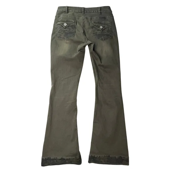 Cowgirl Tuff Tuff Flex Olive Green Trouser Flare Jeans 32x33 Western Coastal - Image 2