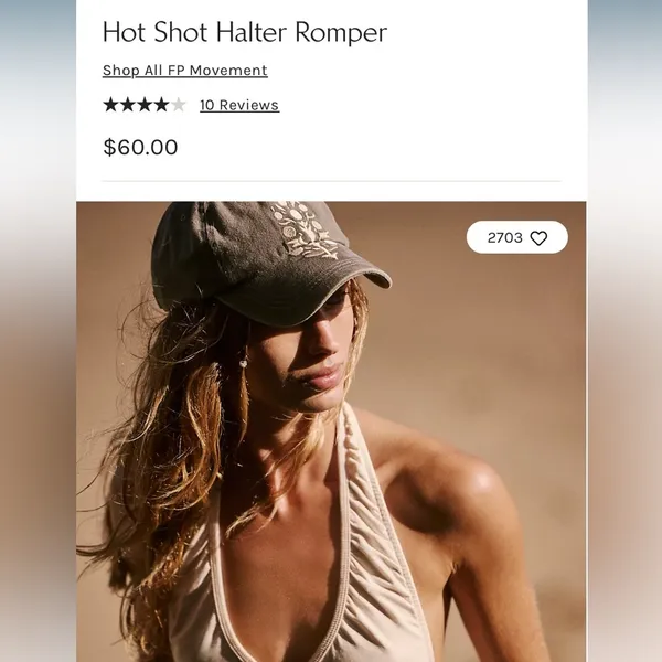 Free People Movement NEW! $60 Movement XS HOT SHOT HALTER ROMPER ONESIE Tofu Ivory Cream - Image 9