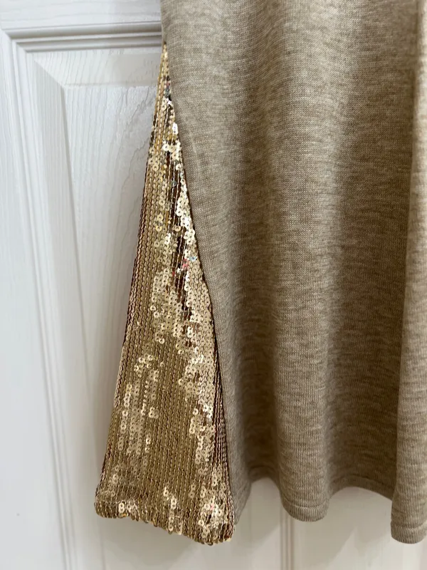 Christian Siriano Beige wide leg pants with sequin detail size XL NWT - Image 3
