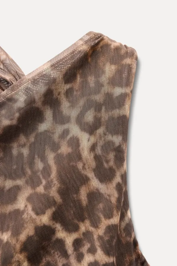 Zara Maxi Dress Mesh Cheetah Animal Print Leopard Bodycon Fitted - Image 23