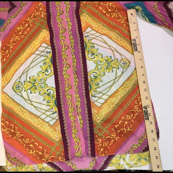 VIPAVADEE STUNNING Luxury Designer PRINT BUTTON FRONT‎ SHIRT 3/4 SLEEVES SZ S - Image 12