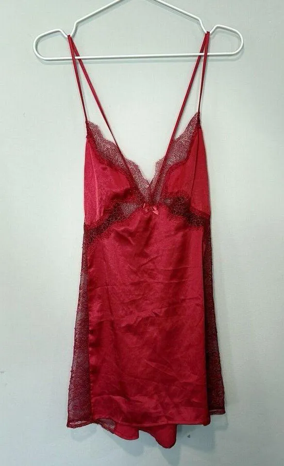 Victoria's Secret Red Slip Dress With Lace Cutouts Size Large 1185 - Image 2
