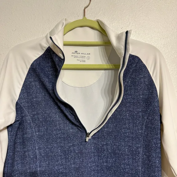 Peter Millar Blue White Golf Quarter Zip Pullover Sz S Lightweight - Image 4