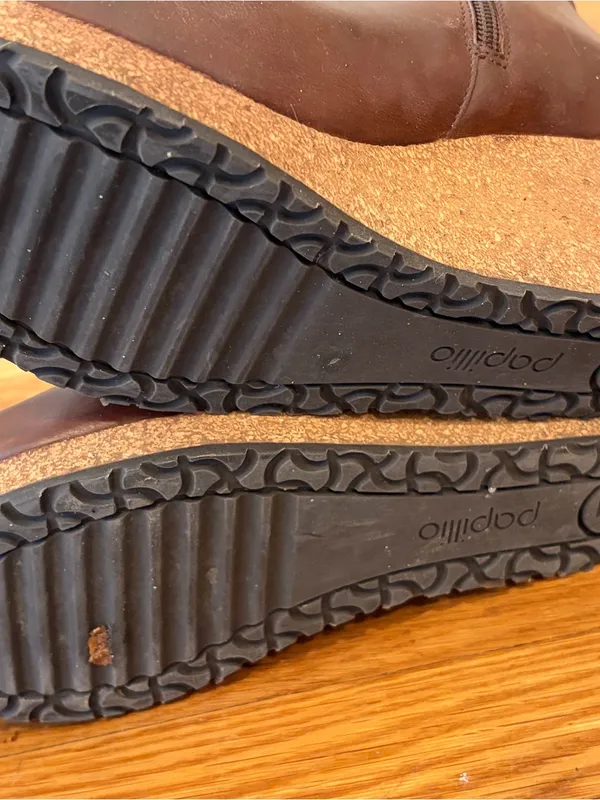 Birkenstock Papillio Ebba Cognac Leather Cork Wedge Ankle Boots Size 7 Comfort - Image 7