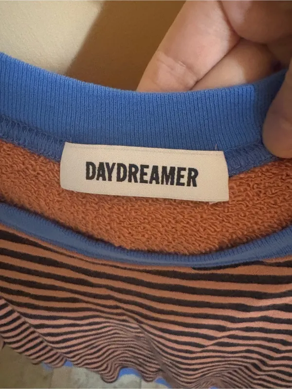 Daydreamer Striped Vintage Relaxed Sweatshirt with Blue Trim - Image 3