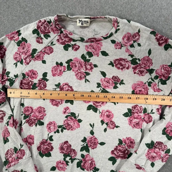 Show Me Your Mumu Theo Sweatshirt Women's Small Pink Roses Crew Neck Long Sleeve - Image 6