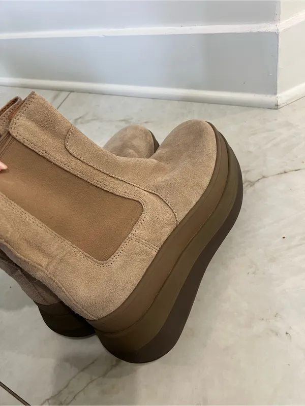 Fitflop Taupe F-MODE Stack Suede Chelsea Boots Size 9 US $200 - Image 5