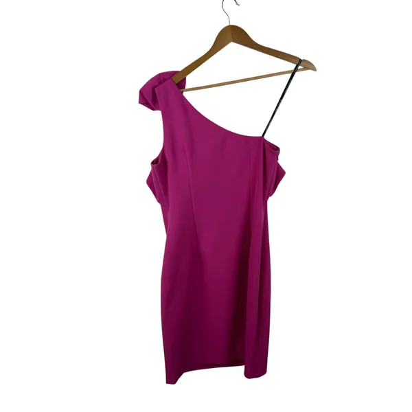 Vince Camuto One Shoulder Bow Pink Sheath Dress Size 6 Cocktail Wedding Evening - Image 5