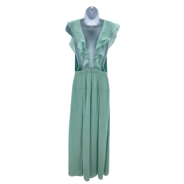 Fame & Partners Free People Jacy Ruffle Wide Leg Jumpsuit Mint Swiss Dot‎ Small - Image 10