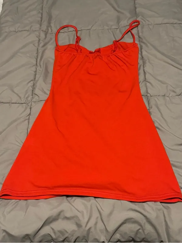 Women’s Red Slip Dress with Adjustable Straps (S) - Image 3