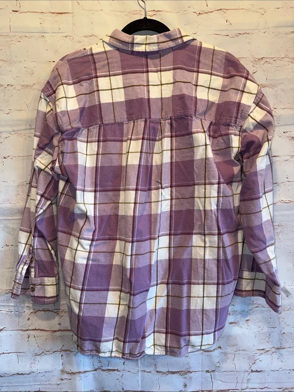 Universal Threads Lavender White Plaid Button Down Shirt large Oversized flannel - Image 4